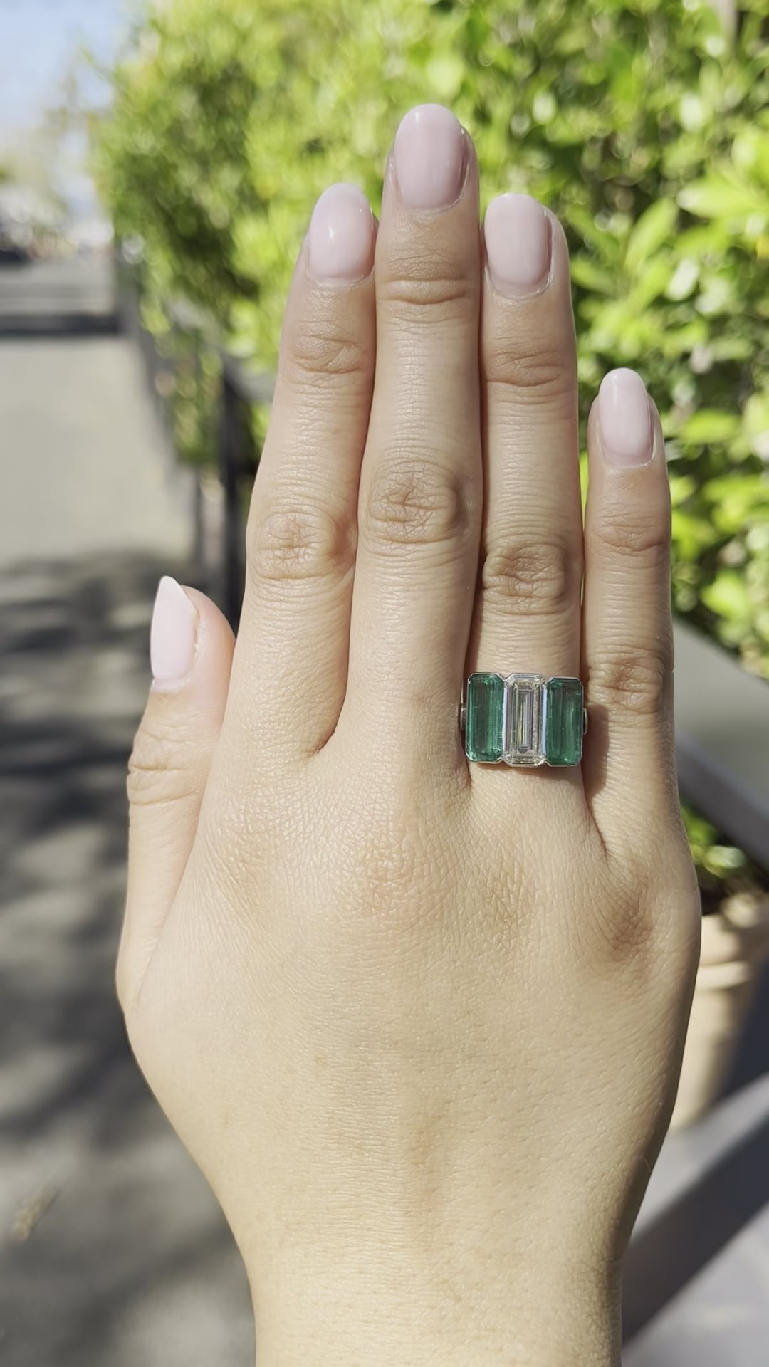 3 Carat Emerald Cut Three Stone Micropavé Split Shank – Liori Diamonds